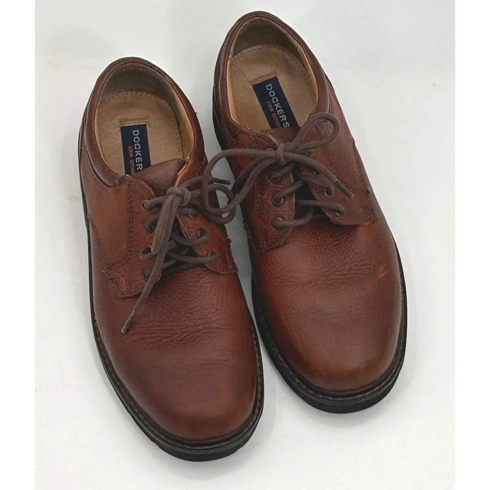 Dockers Men's Brown Leather Oxford Shoes Oil Resistant Soles Size 10 Heritage